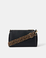 Webbing Strap Suedette Crossbody Bag, Black (BLACK), large