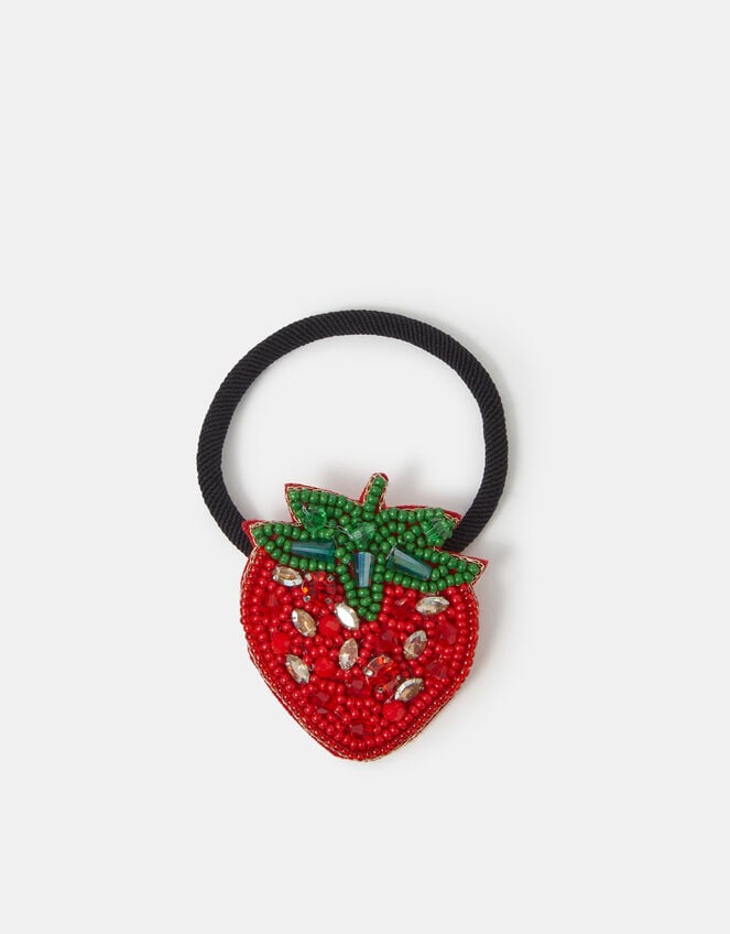 Beaded Strawberry Hair Tie, , large