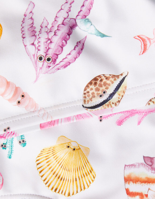 Girls Shell and Fish Print Bikini Set with Recycled Polyester, Multi (PASTEL-MULTI), large