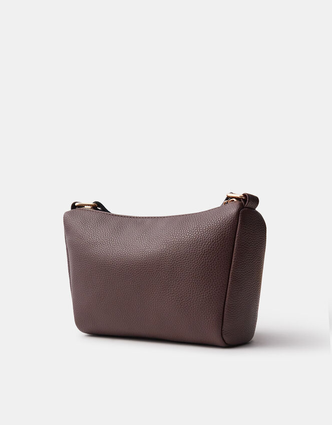 Zip Front Crossbody Bag, Brown (CHOCOLATE), large