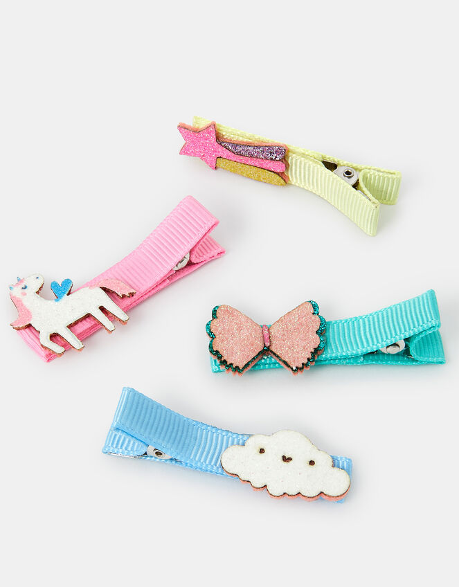 4-Pack Girls Unicorn Salon Hair Clips, , large