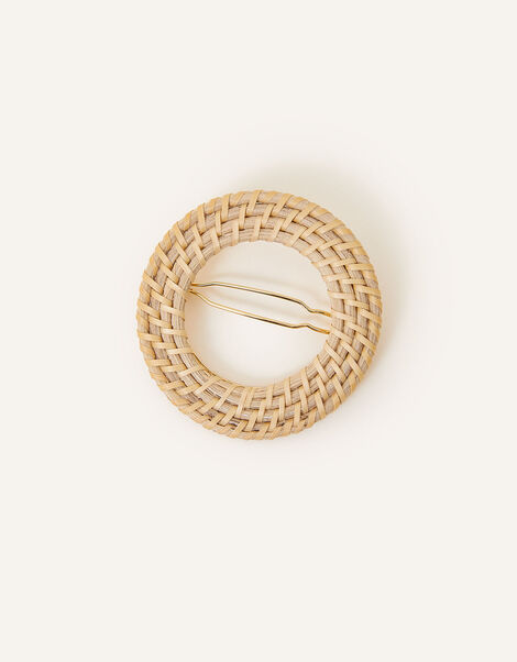 Raffia Circle Hair Clip, , large