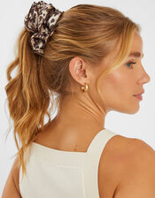 Leopard Print Layered Hair Scrunchie, , large