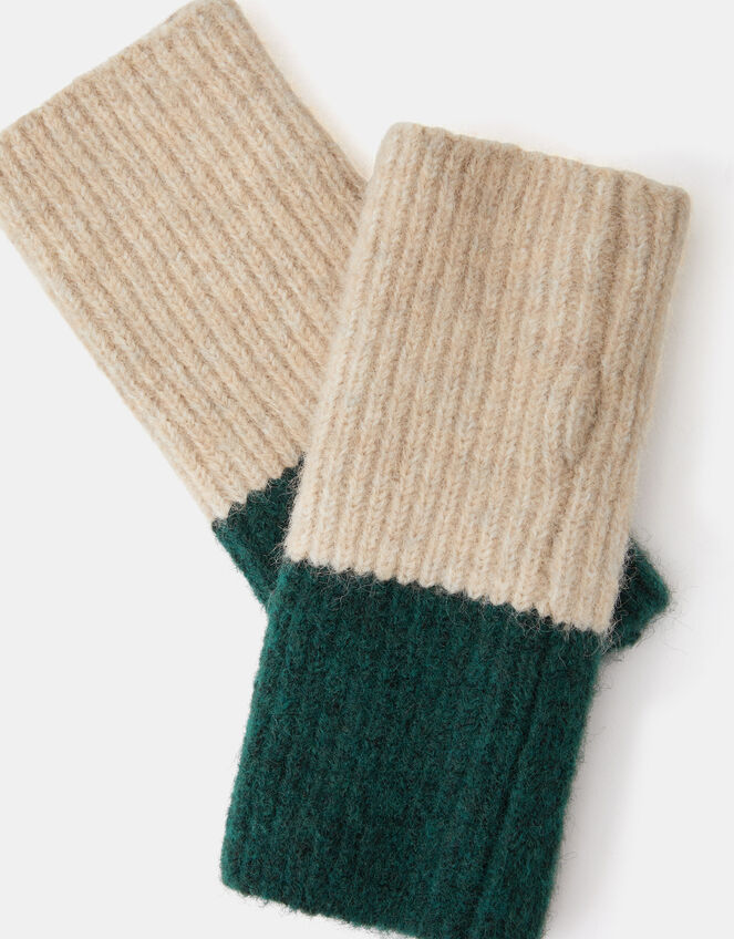 Colourblock Fingerless Gloves, , large