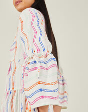 Stripe Flute Sleeve Dress, Multi (MULTI), large