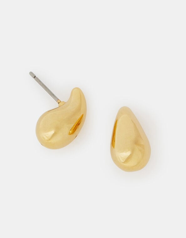 14ct Gold-Plated Molten Stud Earrings, , large