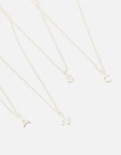 Sterling Silver Initial Pendant Necklace, Silver (ST SILVER), large