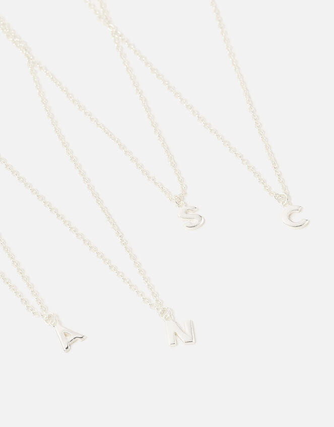 Sterling Silver Initial Pendant Necklace, Silver (ST SILVER), large