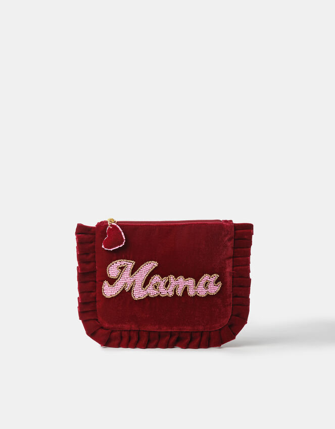 Embellished Mama Velvet Pouch, , large