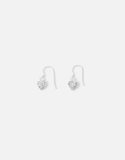 Sterling Silver Sparkle Heart Charm Earrings, , large