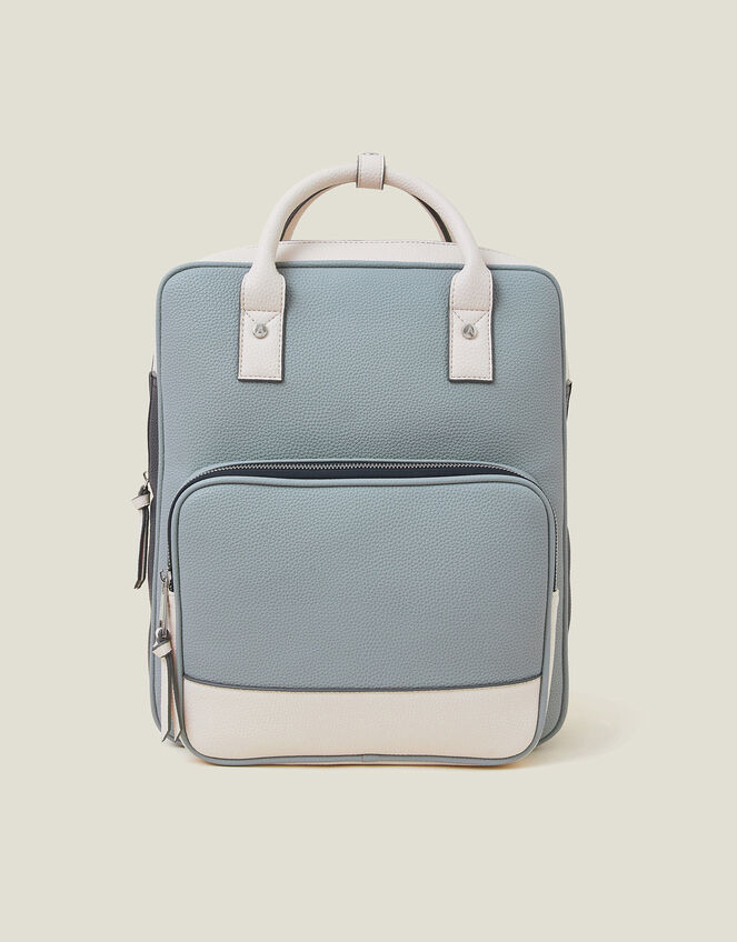 Colourblock Faux Leather Backpack, , large