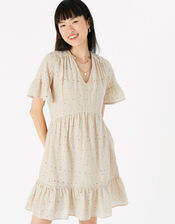 Schiffli Mini Dress , Camel (BEIGE), large