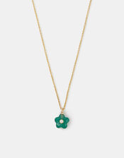 14ct Gold-Plated Green Quartz Flower Pendant Necklace, , large
