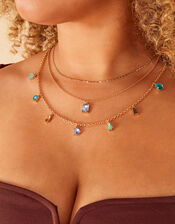Layered Gem Charm Necklace, , large