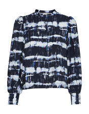 Ichi Tie-Dye Blouson Blouse, Black (BLACK WHITE), large