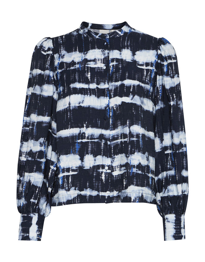 Ichi Tie-Dye Blouson Blouse, Black (BLACK WHITE), large