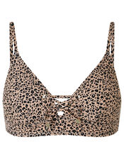 Leopard Tie-Front Triangle Bikini Top, Leopard (LEOPARD), large