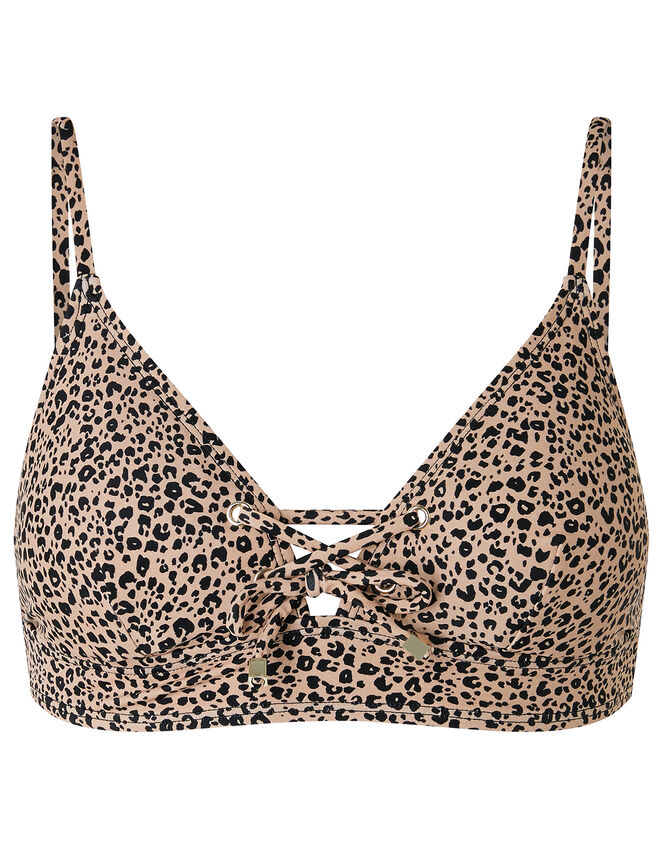 Leopard Tie-Front Triangle Bikini Top, Leopard (LEOPARD), large
