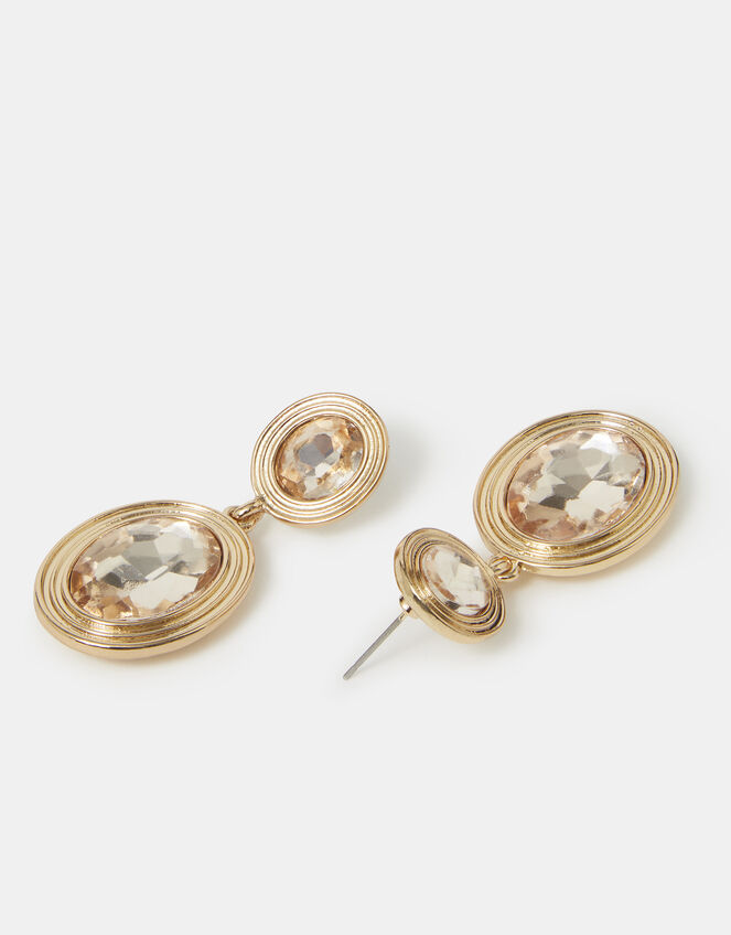 Double Oval Gemstone Drop Earrings , , large