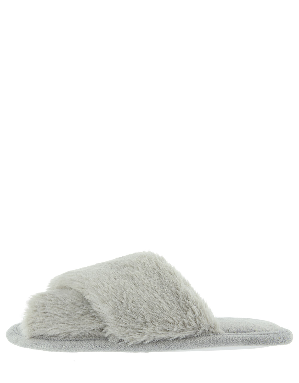 Fluffy Peep Toe Slipper Sliders Grey Slippers Accessorize Global