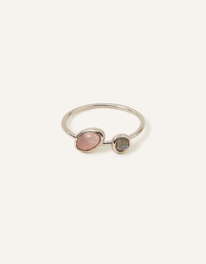 Platinum-Plated Healing Stone Ring , Silver (SILVER), large