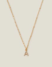 Initial Sparkle Pendant Necklace, White (CRYSTAL), large