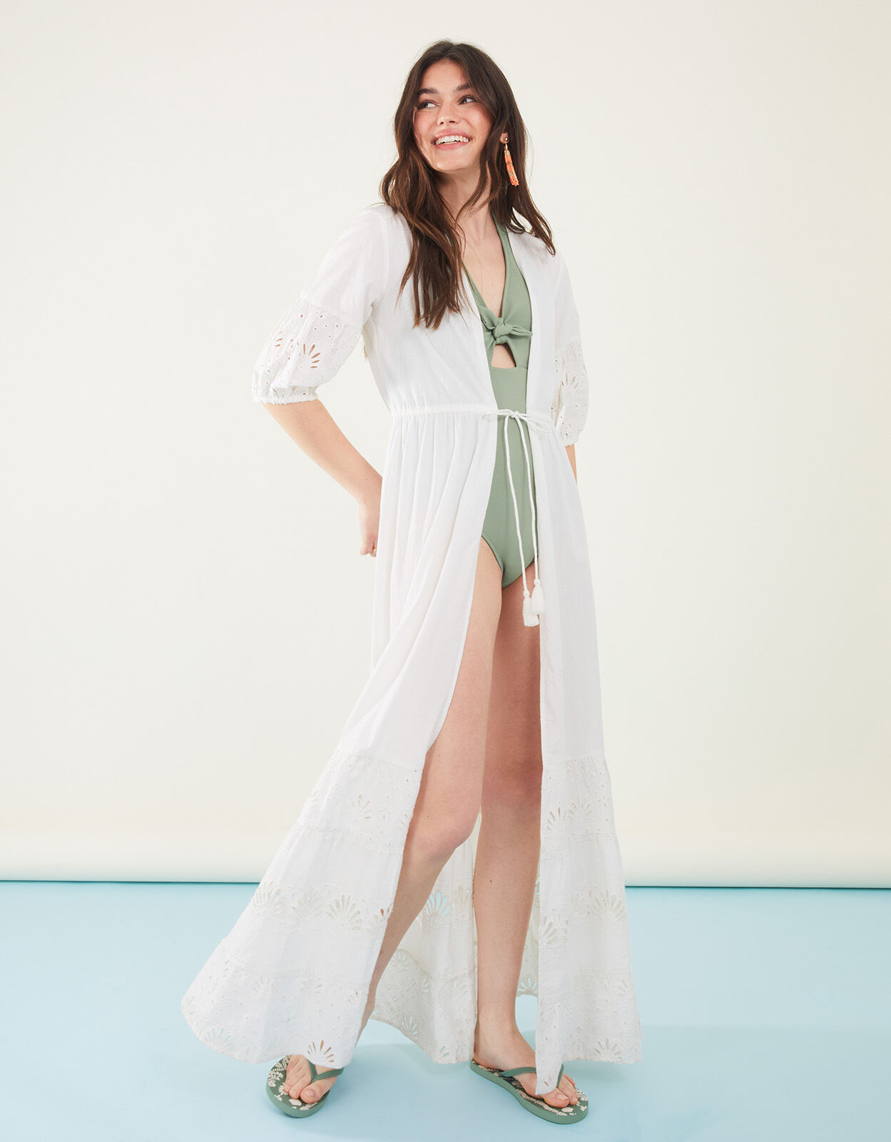 Long white new arrivals beach kimono