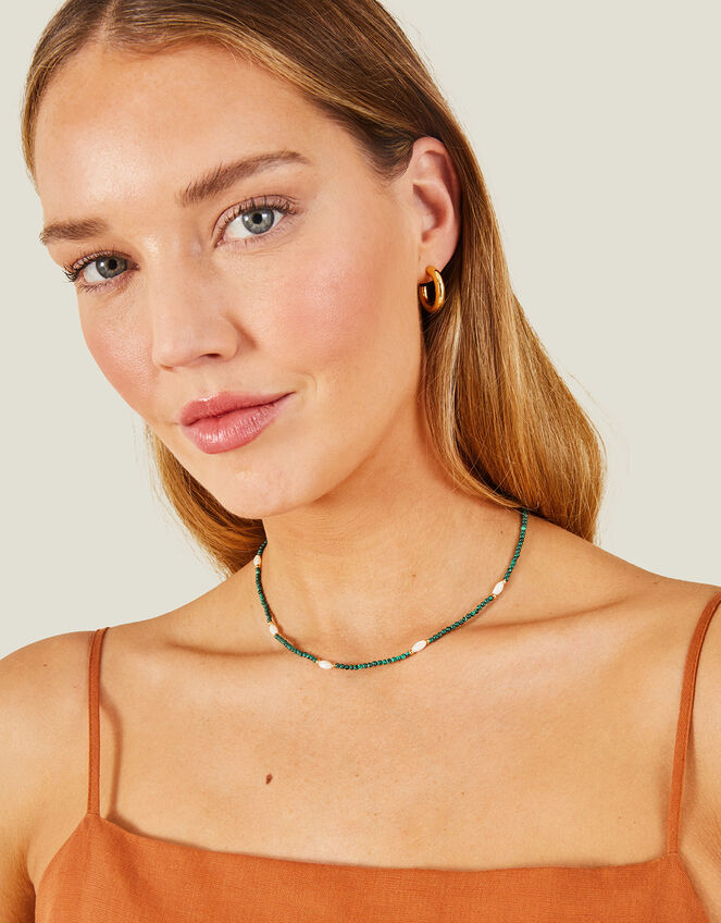 14ct Gold-Plated Pearl Station Necklace, , large