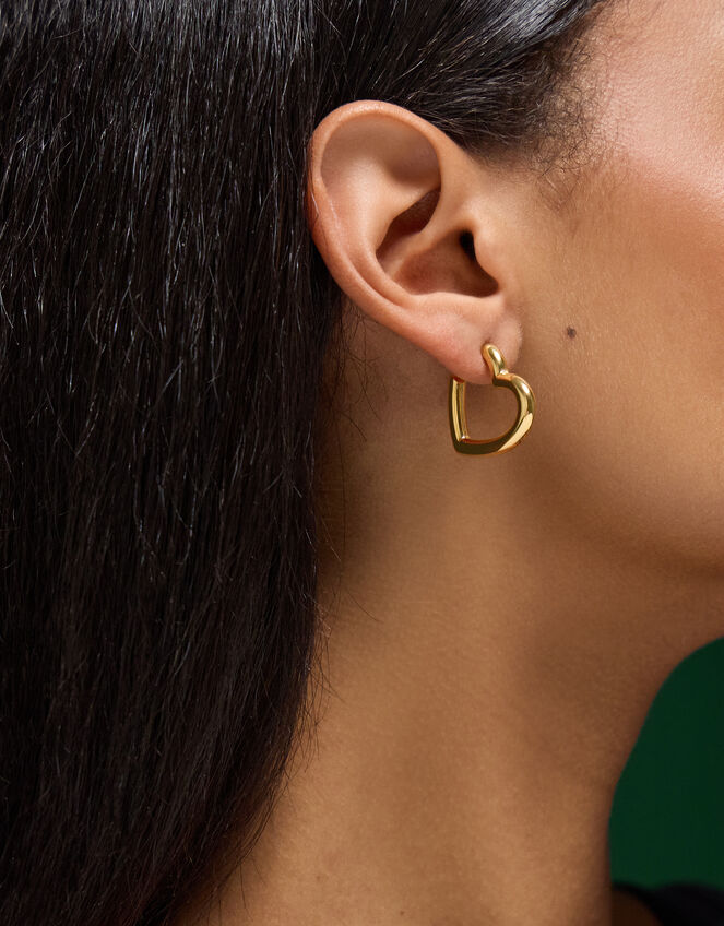 Stainless Steel Heart Hoop Earrings, , large