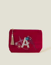 Large Sequin Initial Velvet Pouch, Multi (BRIGHTS MULTI), large