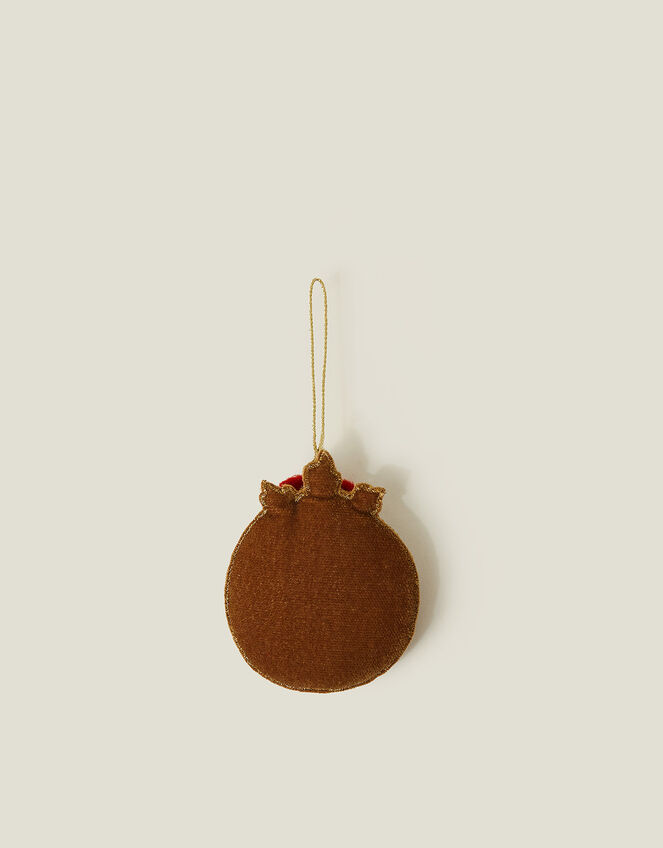 Embroidered Christmas Pudding Tree Decoration, , large