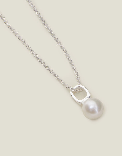 Sterling Silver-Plated Freshwater Pearl Necklace, , large
