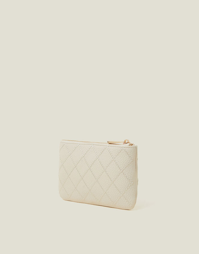 Quilt Stitch Coin Purse, Cream (CREAM), large