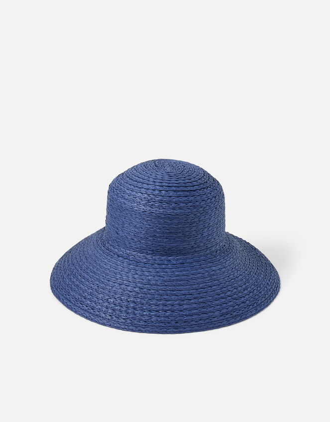 Wide Brim Natural Bucket Hat, Blue (NAVY), large