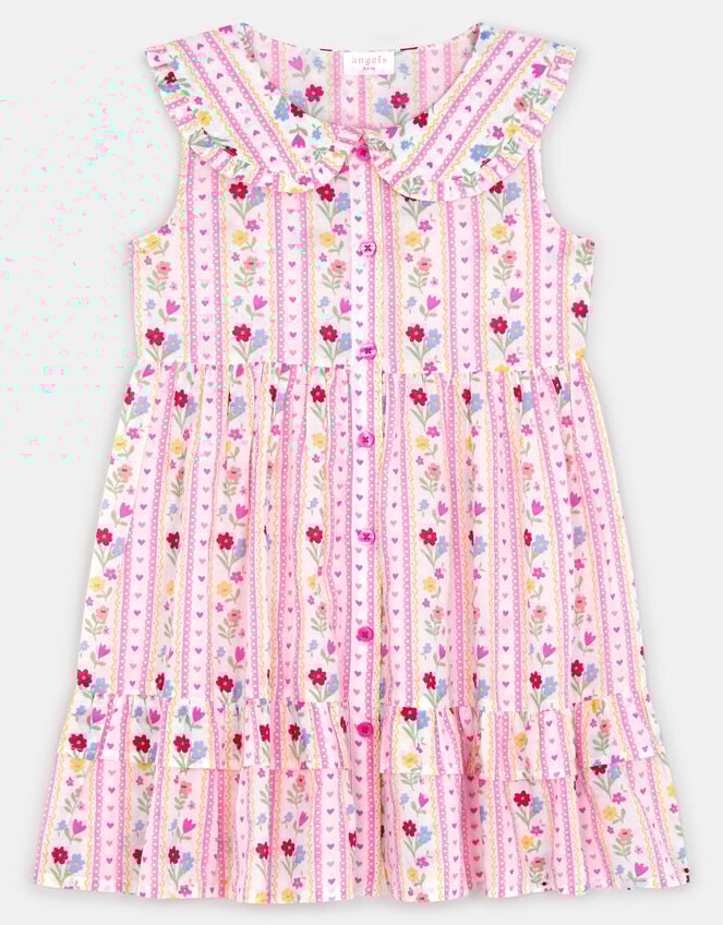 Girls Sleeveless Floral Print Dress, Multi (BRIGHTS MULTI), large