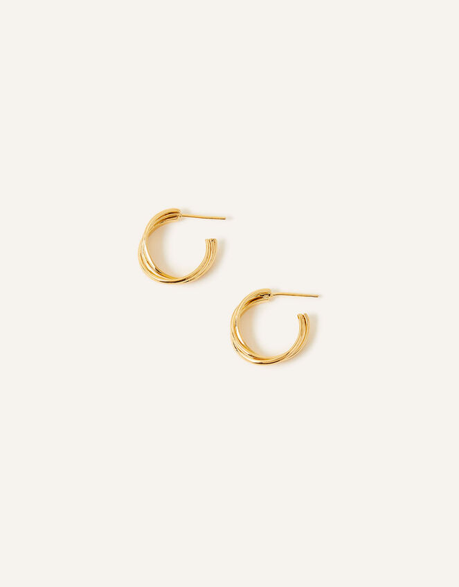 14ct Gold-Plated Small Twist Hoop Earrings, , large