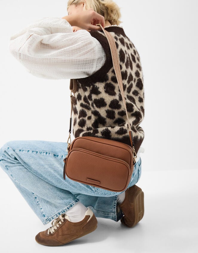 Double Zip Camera Bag, Tan (TAN), large