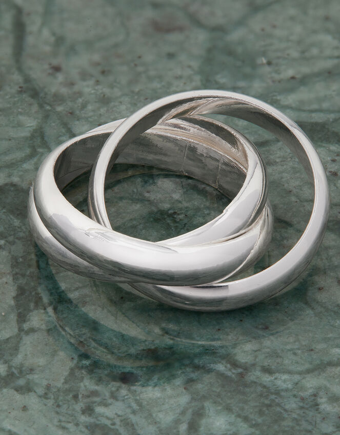 Sterling Silver Plated Twisted Ring, Silver (ST SILVER), large