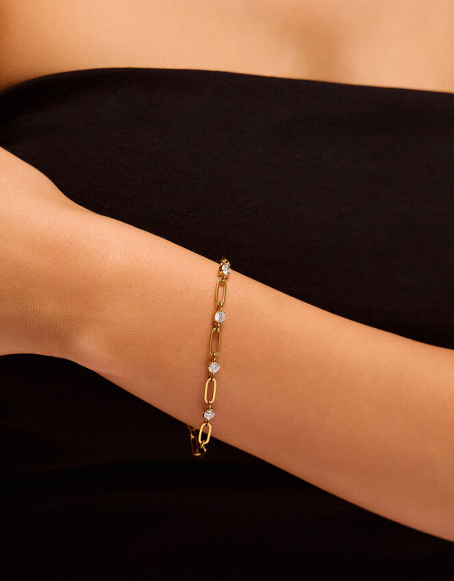 14ct Gold-Plated Paperclip Chain Bracelet, , large