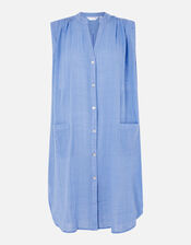 Relaxed Sleeveless Beach Shirt, Blue (BLUE), large