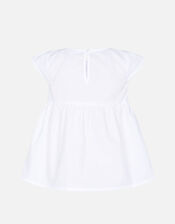 Girls Floral Embroidered Woven Top, White (WHITE), large