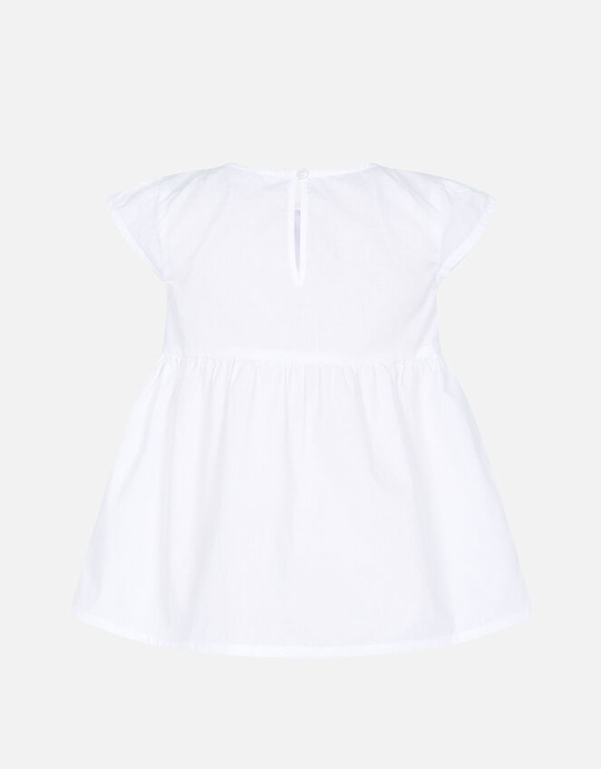 Girls Floral Embroidered Woven Top, White (WHITE), large