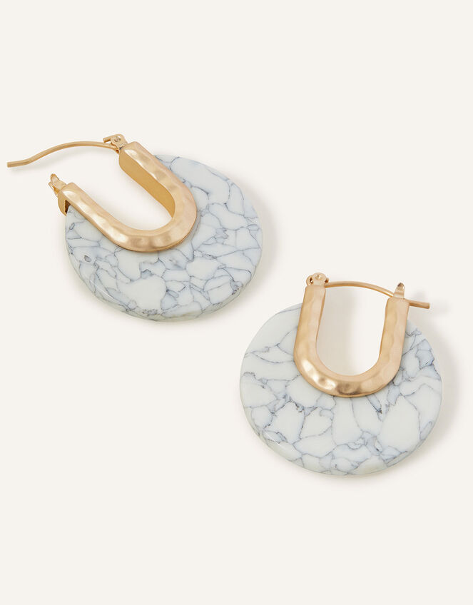 Marble Resin Circle Earrings , , large