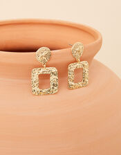 Textured Square Doorknocker Earrings, , large