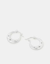 Sterling Silver-Plated Sparkle Horseshoe Earrings, , large