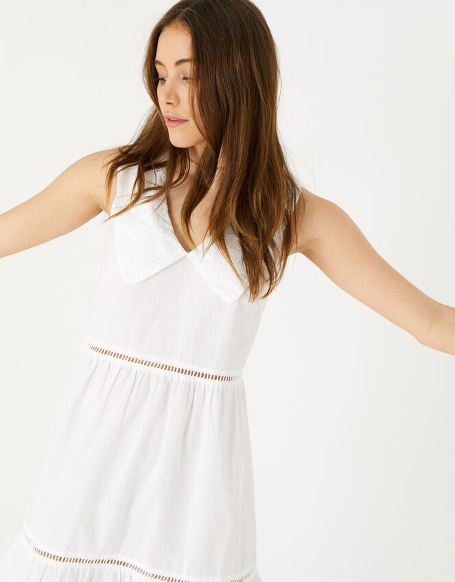 Collared Mini Dress, White (WHITE), large