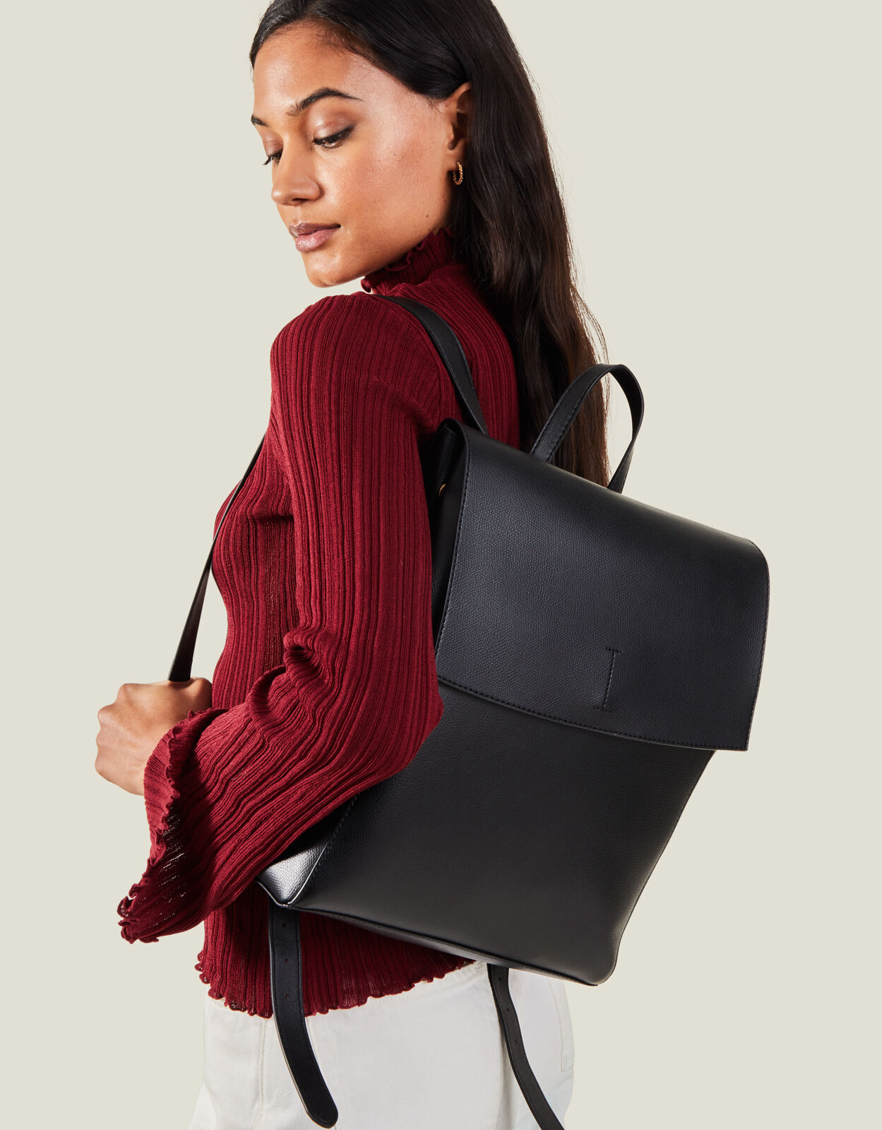 Simple black backpack store