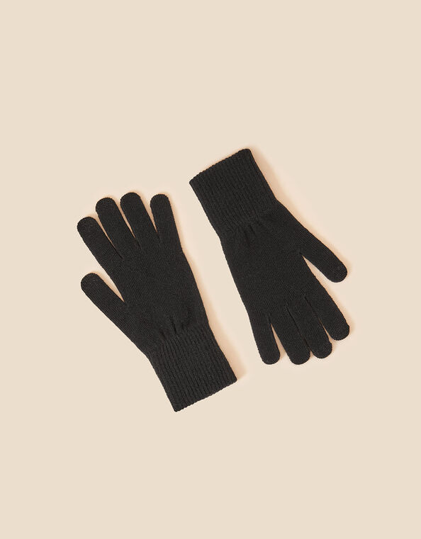 Long Cuff Touchscreen Gloves Black, Black (BLACK), large