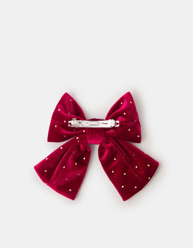 Girls Velvet Bow Hair Clip, , large