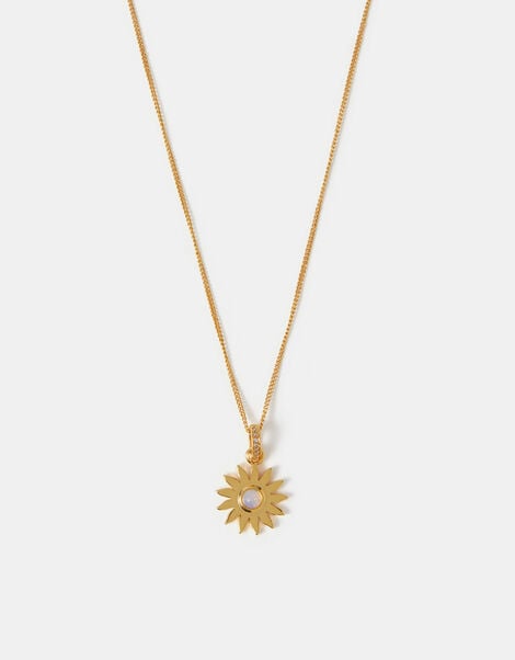 14ct Gold-Plated Sun Pendant Necklace, , large